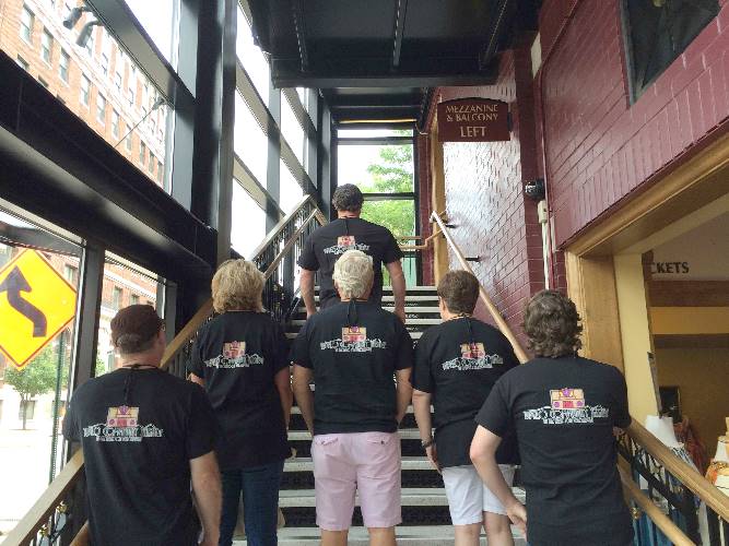 Tupelo Community Theatre showing off their t-shirts at GRCT